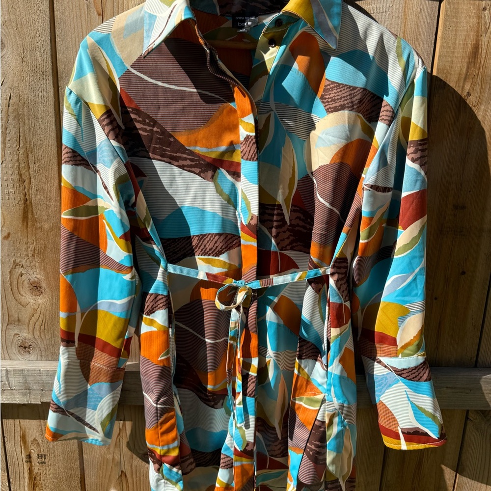 Bar III Multicolor Abstract Shirt Dress